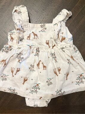 Carter's White Giraffe Print Ruffle Strap Romper